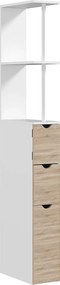 HOMCOM Coloană de Baie din Lemn cu Dulap, Rafturi și Sertare, 15x33x136 cm, Lemn Natural | Aosom Romania