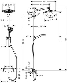 Sistem dus termostatic Hansgrohe Crometta S 240,1 jet, crom - 27267000