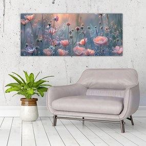 Tablou - Flori în culori pastelate (120x50 cm)