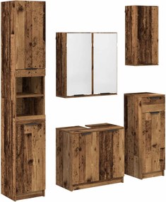 vidaXL Set de mobilier pentru baie 5 pcs Lemn vechi Lemn compozit