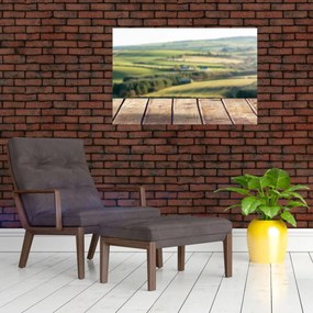 Tablou - Raft din lemn cu peisaj (90x60 cm)