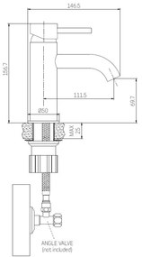 Baterie de lavoar BATH DELUXE 28-005-03-70-00 ANHOLT 15,6 cm alamă periată