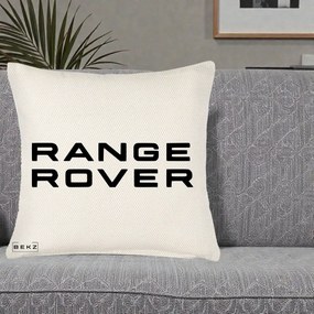 Perna Personalizata cu emblema Range Rover, 40x40 cm, Crem Reliefat, Husa Detasabila, Perna Inclusa, BEKZ®
