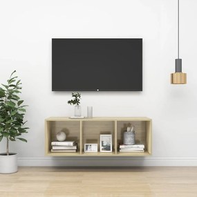 Dulap TV montat pe perete, stejar Sonoma, 37x37x107 cm, PAL 1, Stejar sonoma, 37 x 37 x 107 cm