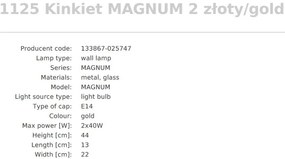 Aplica de perete cu 2 spoturi design modern Magnum auriu