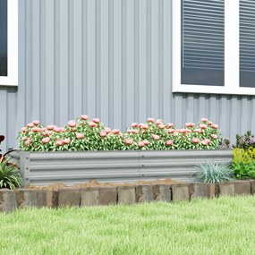 Outsunny Jardinieră de Exterior din Oțel cu Fund Deschis și Margini Întărite, 180x90x30 cm, Gri Argintiu | Aosom Romania