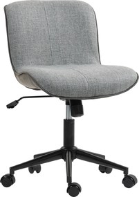 HOMCOM Fotoliu de birou pivotant fără brațe, înălțime și înclinare reglabile, capacitate 120 kg, gri închis | Aosom Romania
