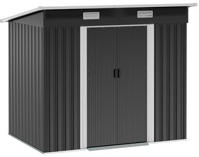 Outsunny Şopron din metal 2,3 m² 207 x 130 x 182 cm șopron cu acoperiş în pantă fereastră cadru pentru pardoseală negru | Aosom Romania