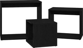 vidaXL Masa de cuibărit 3 pcs Stejar Negru Lemn compozit