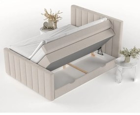 Pat boxspring bej cu spațiu de depozitare 200x200 cm Ruby – Maison de Rêve