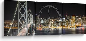 Tablou cu podul Brooklin și New York (cu ceas) (90x30 cm)