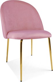 Scaun de masa INCA VELVET cu picioare aurii, roz