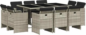 vidaXL Set mobilier de grădină cu perne 11 piese gri deschis poliratan