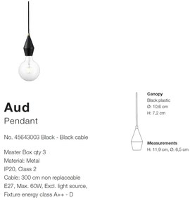 Pendul minimalist design scandinav Aud negru 45643003 NL