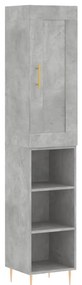3200317 vidaXL Dulap înalt, gri beton, 34,5x34x180 cm, lemn prelucrat