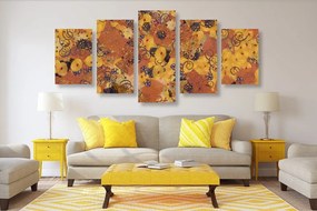 Tablou 5-piese abstracție inspirată de G. Klimt
