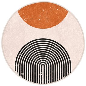 Covor rotund portocaliu-crem lavabil adecvat și pentru aspiratoare robot ø 80 cm Comfort – Mila Home