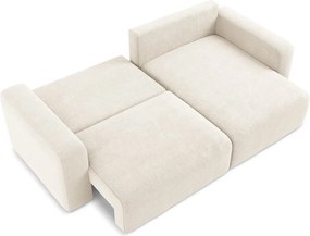 Colțar crem extensibil/cu spațiu de depozitare cu tapițerie din chenille (cu colț pe partea dreaptă/cu șezlong) Kona – Makamii