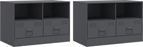 vidaXL Comodă TV, 2 buc., antracit, 67x39x44 cm, oțel