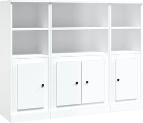 vidaXL Dulapuri înalte, 3 piese, alb, lemn prelucrat