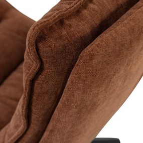 Fotoliu cu taburet maro pivotant cu tapițerie din chenille Kube – WOOOD