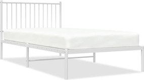 vidaXL Cadru de pat din metal cu tăblie, alb, 100x200 cm