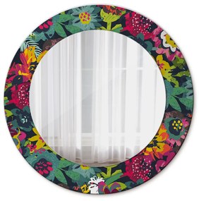 Oglinda rotunda rama cu imprimeu Flori pictate manual