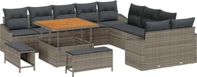 vidaXL Set de canapele pentru grădină cu pernă 13 pcs Gri Rattan poli