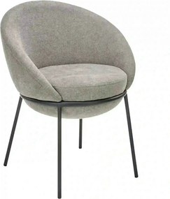 Scaun tapitat dining K482, gri/negru, stofa clasica/metal, 61x59x78 cm