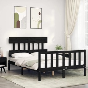 3193335 vidaXL Cadru de pat cu tăblie, negru, 120x200 cm, lemn masiv