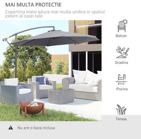 Outsunny Umbrelă de Grădină Deluxe cu Braț Inclinabil și Manivelă, Diametru 3m, Protecție UV, Ideală pentru Patio, Bej | Aosom Romania