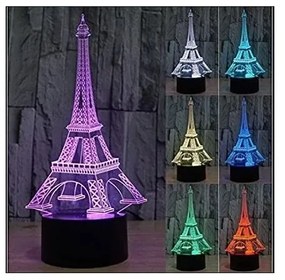 Lampa 3D LED - Turnul Eiffel -alba