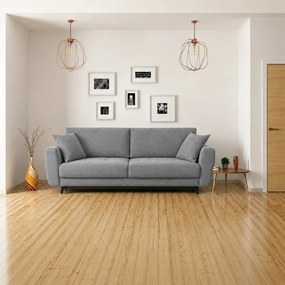 Canapea extensibila KARISA, stofa catifelata gri - Element 23, cu lada
