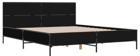 3280027 vidaXL Cadru de pat, negru, 135x190 cm, lemn prelucrat și metal