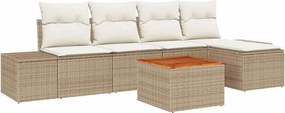 vidaXL Set de canapele pentru grădină 6 pcs Bej și crem poliratan