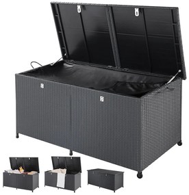 Deuba Cutie de depozitare din ratan cu roti 150 cm - neagra