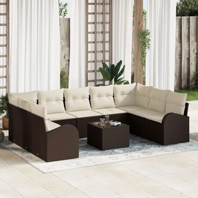 vidaXL Set de canapele pentru grădină 10 pcs Maro Rattan poli
