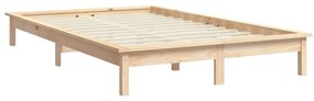 Cadru de pat mic dublu 4FT, 120x190 cm, lemn masiv de pin Maro, 120 x 190 cm