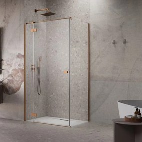 Usa de nisa batanta Radaway Essenza KDJ 90 cm sticla 6 mm finisaj cupru periat-transparent deschidere stanga