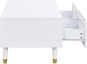 Masă de cafea cu LED, 2 sertare și iluminare LED, 110x50x40 cm, Alb