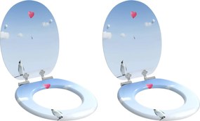 vidaXL Capac de toaletă cu închidere lentă 2 pcs albastru 44 x 38 cm