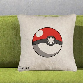 Perna Personalizata Pokeball Rosie, 40x40 cm, Bej Canapea, Husa Detasabila, Perna Inclusa, BEKZ®
