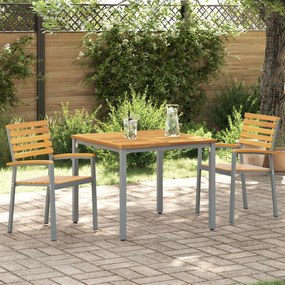 vidaXL Set de dining pentru grădină , 3 piese, din lemn masiv de acacia și metal