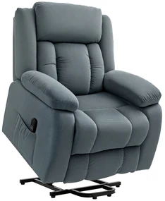 HOMCOM Fotoliu cu ajutor la ridicare din material textil moale, Fotoliu recliner cu telecomandă și buzunare laterale, Gri | Aosom Romania