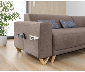 Colțar maro extensibil/cu spațiu de depozitare (cu colț pe partea dreaptă/în formă de ”L”) Classy Sophie – Miuform