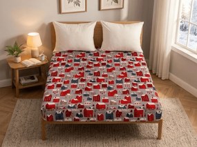 Cearsaf din microfibra WINTER COTTAGE gri 180x200 cm