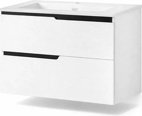 Mobilier pentru lavoar incastrat 80 cm, alb mat, Fluminia Bari 80 Alb