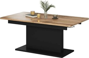 Masa extensibila BUSETTI, wotan/negru mat, PAL, 126/167x70x56/74 cm
