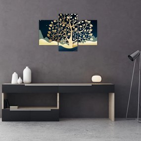 Tablou cu copac auriu (90x60 cm)