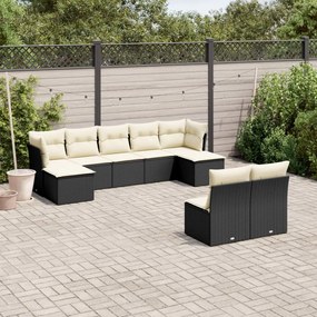 3250105 vidaXL Set mobilier de grădină cu perne, 9 piese, negru, poliratan